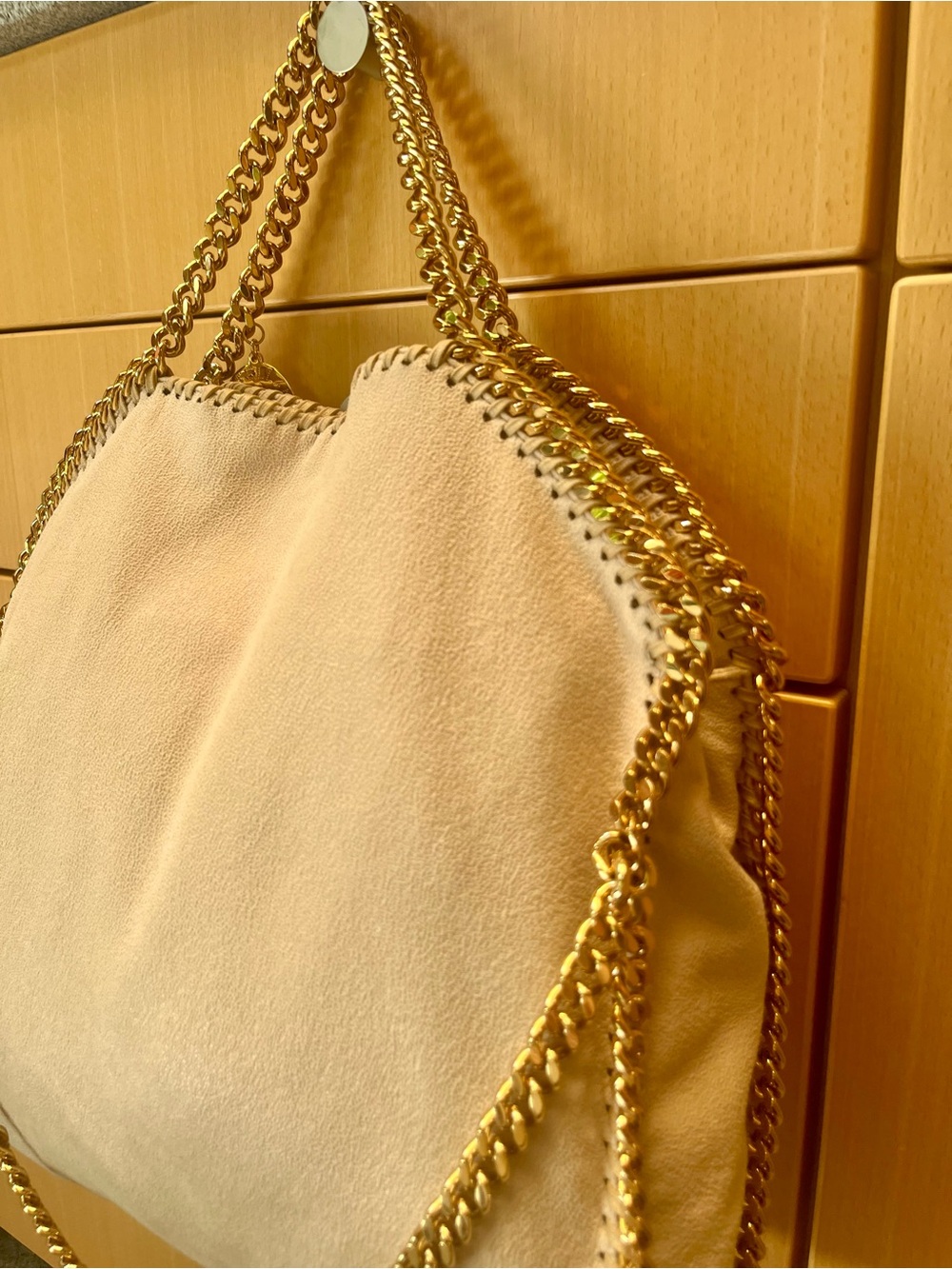 Stella McCartney Falabella Fold-Over Tote Cream Vegan with Gold - Picture 9 of 16
